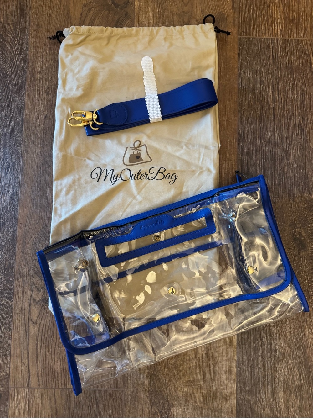 Clear Crossbody Bag with Blue Trim